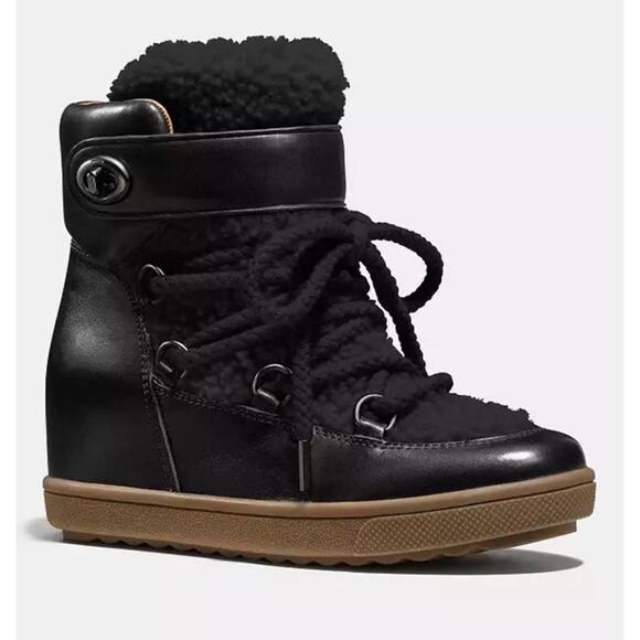 Coach Black Ankle Boots with Brown Sole - Picture 1 of 11
